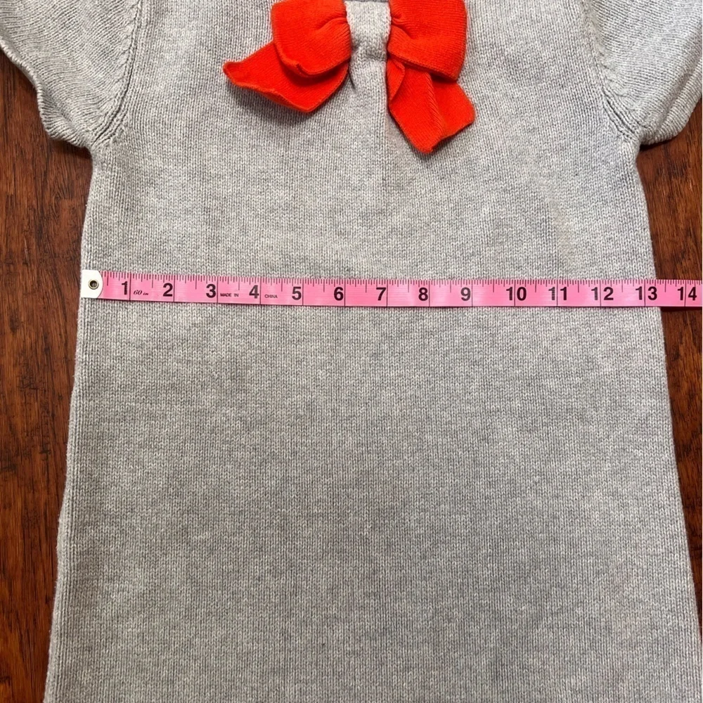 Gymboree Girls’ Size 10 Gray Sweater Dress with Bow, Short Sleeve Fall Dress